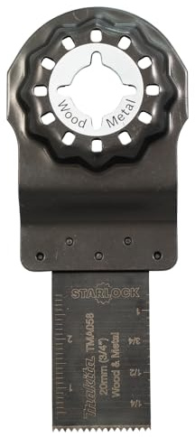 Makita B-64923 Starlock BiM Tauchsägeblatt 20 mm TMA058 wood and metal, für Holz, Aluminium, Epoxid und Gipskarton, für Multitool, Multifunktionswerkzeug, 1 Stück