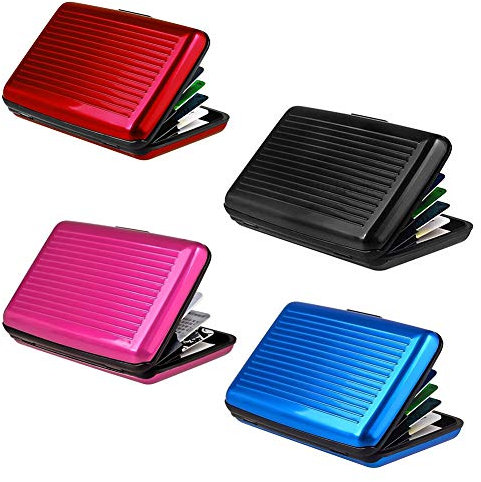 REYOK Kreditkartenetui Aus Aluminium, RFID Blocking Kreditkartenhülle Metall Kreditkartenetui Kreditkarten Personalausweis EC-Karten Kartenhülle für Damen und Herren 4pcs