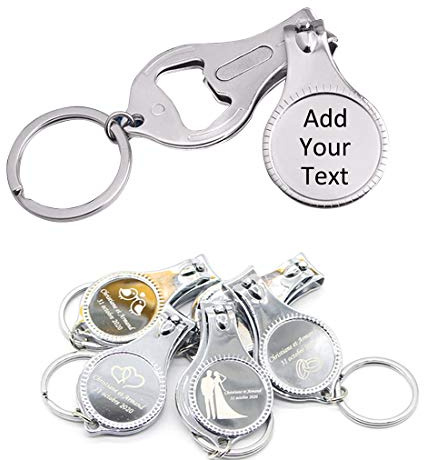 80pcs Personalized Bottle Opener Nail Clipper Keychain Versatile & Durable, Private Customized Party Favors Wedding Brewery Christmas Logo Engraved