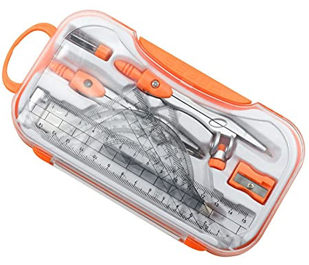 Compas Math Géométrie Kit - 10 pièces par Set étudiant Boussoles géométrique Set école en métal de haute précision professionnelle Compass Dessin Set Compas Ecole (Color : COLOR ORANGE)