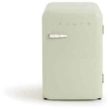 CREATE / RETRO FRIDGE 83.5 MARBLE/Kühlschrank in Pastellgrün, Griff Marmor / 98W, niedriger Verbrauch, 2 Ablagen, Temperaturregler, Flaschenhalter, 56x54x84cm