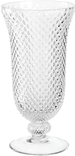 LEONARDO HOME Poesia Dekovase aus Glas auf Fuss, handgefertigte Deko-Vase mit eltegant strukturierter Oberfläche, Klar, Höhe: 30 cm, 1,9 l, 076433