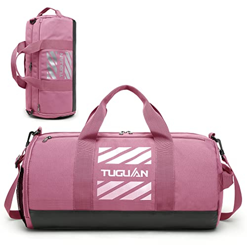 TUGUAN Gym Bag for Women 40L Sports Holdall Bags Pink Travel Duffels with Shoes Compartment and Wet Pocket Carry on Sports Equipment for Swimming Fitness Workout Bag