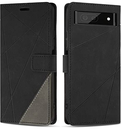 SONWO Hülle für Google Pixel 6A, Premium PU Leder Handyhülle Flip Case Wallet Lederhülle Silikon Schutzhülle Klapphülle für Google Pixel 6A, Schwarz