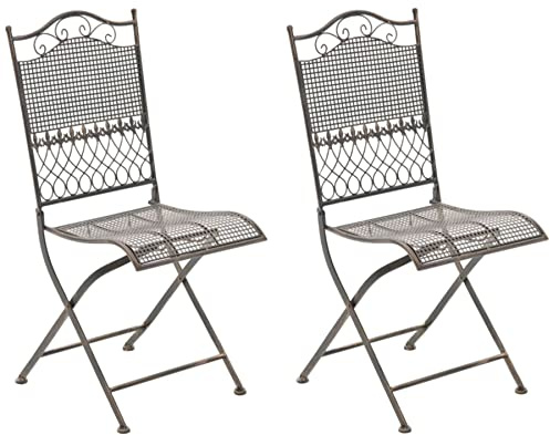 CLP 2er Set Eisen-Gartenstühle Kiran I Klappstühle mit edlen Verzierungen, Farbe:Bronze