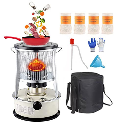 Xrdbfd Tragbarer Petroleum Heizung, Petroleum Heizung Mit Docht, Petroleumofen Für Innen Und Außen, Petroleumkocher Heizer Für Camping, Zeltheizung, 4.6/6L,6Lwhite