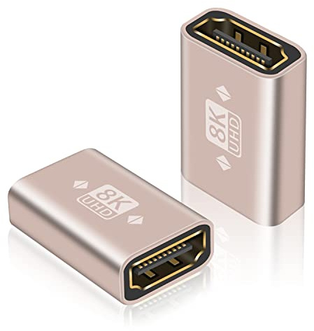 Duttek Adaptador HDMI hembra a hembra de 8K, extensor de conector HDMI 2.1 a HDMI, conector HDMI chapado en oro, compatible con 8K/4K @60Hz UHD, 3D, HDR, ARC para laptop, PC, monitor, proyector,
