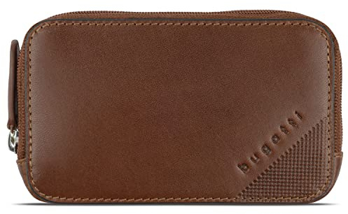 bugatti Nobile Porte-clés en cuir véritable, protection RFID - dans un coffret cadeau raffiné - Cognac