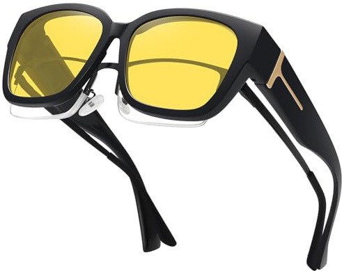 MEETSUN Fit Over Glasses Sunglasses for Women Men Large Square Trendy Polarized Sunglasses UV Protection Night Vision
