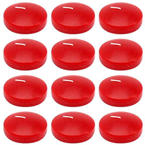 10 Hour Red Burgundy Floating Candles Large 3 Inch Unscented Dripless Pool Water Wax Candles for Vases, Centerpieces at Wedding, Party, Holiday, Set of 12