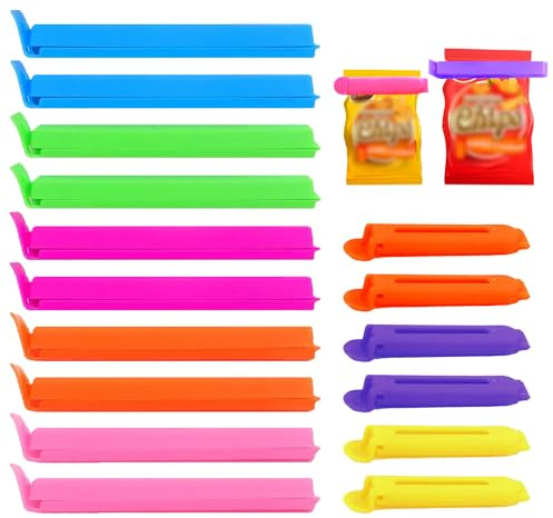 SJUNJIE 60 Pieces Food Clips,Bag Clips for Food Storage,2 Sizes,7cm/2.75 in and 11cm/4.33 in,Reusable Food Bag Clips,Freezer Bag Clips for Snack Coffee Sandwich Home Kitchen and Travel Camping
