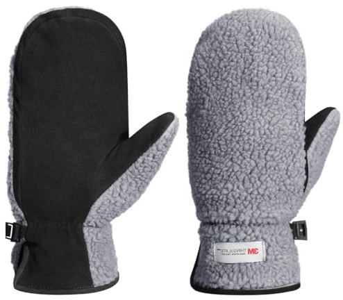Harssidanzar Damen Winter Lederhandschuhe Outdoor Warm gefüttert Skifahren Fäustlinge SL020EU