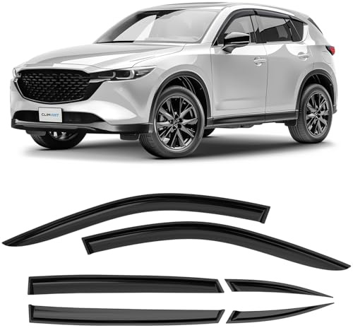 CLIM ART Windabweiser für/kompatible mit Mazda CX-5 17-25 II - Klebe 6 St. | Regenabweiser Autofenster Regenschutz Mazda CX-5 II KF – bruchsicher Polycarbonat, kratzt nicht, wetterfest, frischluft