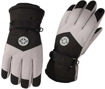 LabWiGBL Damen Sporthandschuhe,Outdoor Laufhandschuhe,Touchscreen Handschuhe,Wasserdichte Warme Winterhandschuhe,Anti-Rutsch Full Finger für Laufen, Fahren, Radfahren, Wandern（Dunkelgrau）