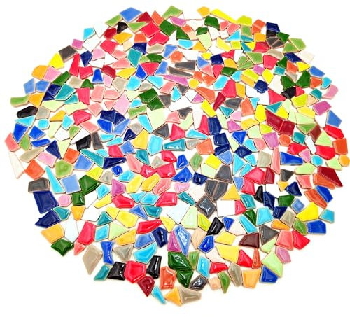 500 g unregelmäßige Keramik-Mosaikfliesen, 0,5 x 2 cm, kleine Mosaik-Steine für Heimwerker, Mosaikherstellung, Handwerk, Hobby, Kunst, Heimdekoration, Wanddekoration (Mischfarbe)