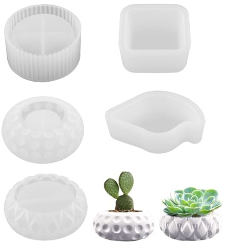 QINGYIWL 5 Stück Silikonform Kerzenhalter Blumentopf Beton GießForm Epoxidharz Formen für DIY Pflanzgefäß Pflanzkübel Blumenkübel
