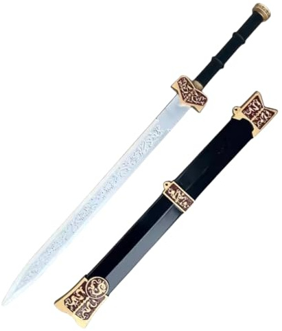 DAMDOS Espada samurái para cosplay de Halloween, espada de Kung Fu, estilo de la dinastía Han, juego de rol, regalos de cumpleaños (rojo)