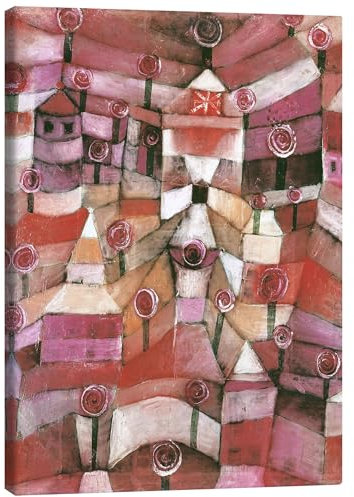 Rosengarten Leinwandbild von Paul Klee 90 x 120 cm Rot Abstrakte Kunst Wanddeko
