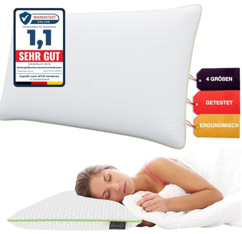 Limarmo Orthopädisches Nackenstützkissen für 80x40, 800x400 mm, viscoelastisches Kissen, Visco Kopfkissen, Kissen, Nackenkissen Memory-Schaum, Viscoschaum, Schlafen,weiß (710 x 420 x 120 mm)