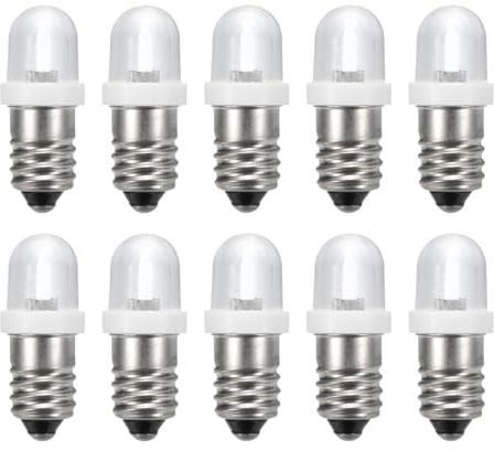 sourcing map 6-6.3V/0.03A E10 Mini Light Bulbs, 10Pcs Miniature Screw Bulbs Flashlight Bulbs for Scientific Experiment Lighting DIY Accessories, White Light