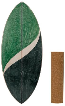 JKUHA Farbblockiertes Fitness-Roller-Balance-Board aus Holz, Yoga-Workout-Kerntrainingsbrett mit Korkrolle