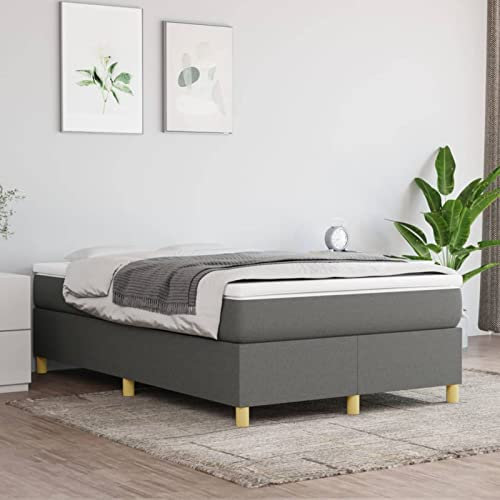 Rantry Boxspring-Bettgestell, Stoff, dunkelgrau, 120 x 200 cm, Bettgestell, 80/90/100/120/140/160/180 x 200 cm, Einzelbett, lässiges Bett