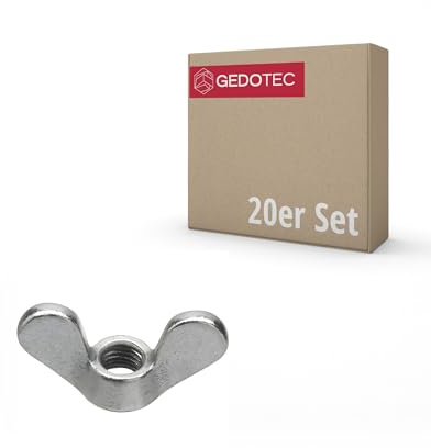 Gedotec Flügelmutter DIN 315 | M8 | 20 Stück | verzinkter Stahl, rostfrei | Schmetterlingsmutter, Gewindemutter, Flügelschrauben | DIY Tools, Hand Schraub, Hauswartung, Korrosionsbeständig