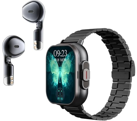 Diyeeni Smart Watch con Auricolari, Orologio Fitness Rotondo da 2 Pollici, Orologio N in 1 con Passo, Calorie, Monitor del Sonno, Monitor della Pressione Sanguigna della Frequenza