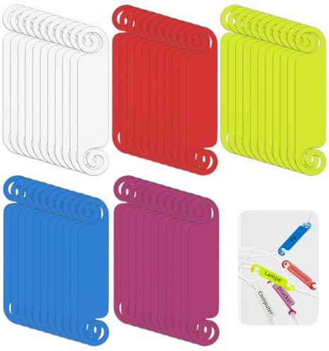 50 Stück Kabeletiketten mehrfarbig,Wiederverwendbar Kabelbeschriftung,Kabeletiketten-Anhänger,Identifikationsanhänger für USB-Computertelefon,Ladekabelanhänger,Beschriftun