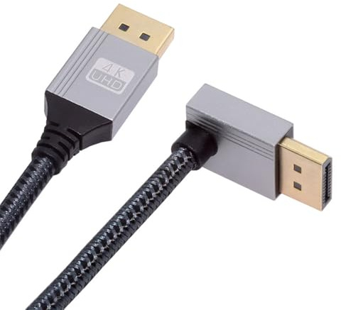 cablecc Câble DisplayPort DP vers DP Ultra HD UHD 4K 60 Hz 32,4 Gbit/s haut débit coudé Argenté 2 m