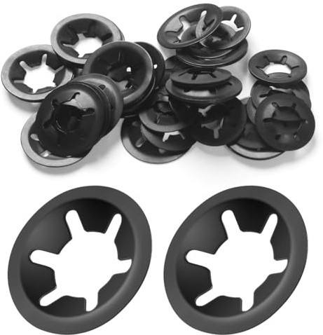 FOMGIIN Rondelle di Bloccaggio M5 x 14mm, 50 Pezzi Rondella di Fissaggio con Dente Interno, Nero Acciaio 65Manganese Interno Lock Rondelle, Rondella di Bloccaggio Sicurezza Denti