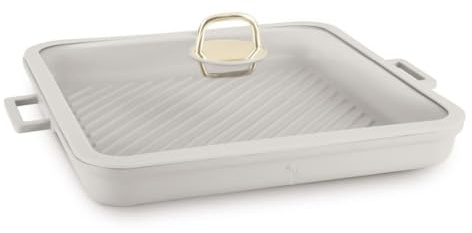 Berlinger Haus Sahara Collection Poêle à griller avec couvercle, revêtement en titane, 34 cm, anti-adhésive et en fonte d'aluminium, convient pour l'induction, poignées résistantes à la chaleur