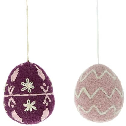 große Ostereier Set (2 Stück / 6,5cm) türkis-hellblau o. Magenta-rosa, Filz, Ostern-Deko - Anhänger (Globo Fair Trade) (Magenta-rosa)