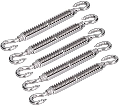 Verstellbares Spannschloss aus Edelstahl 304 mit Doppelhaken zum sicheren Spannen von Drahtseilen robuste, rostbeständige Sonnensegel Hardware für den Außenbereich (M10). Ideal für