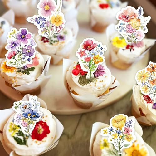 JeVenis 37 PCS Baby in Bloom Cake Topper Decoration Wildflower Cupcake Toppers for Baby in Bloom Party Supplies Favor