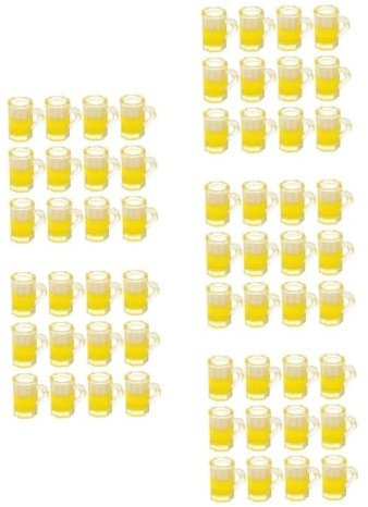 HOMOBABE 5 Ensembles Ornements en Verre À Bière Mini Tasse Mini Ornement De Maison Tasses Mini-Maison De Poupée Fausse Chope De Bière Verres À Liqueur Miniatures Bar Résine 20 Pièces * 5