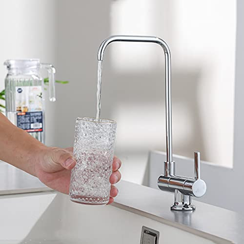 WDSOPK Küchenarmatur für Umkehrosmoseanlage, Trinkwasserhahn mit 360°-Drehung, einzelner, gekühlter, gefilterter Wasserhahn (Chrom)