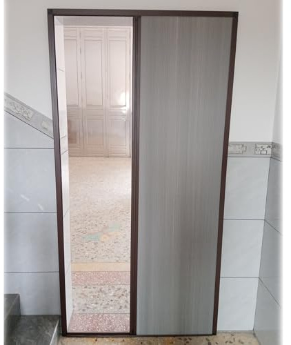 AMUFJJ concertina door Living Room/Shower/Kitchen Folding Accordion Door, 73 83 93 103 113 CM Width Concertina Doors Internal Grey with Aluminum Frame, No-Drilling(83x200cm/32.7x78.7in)