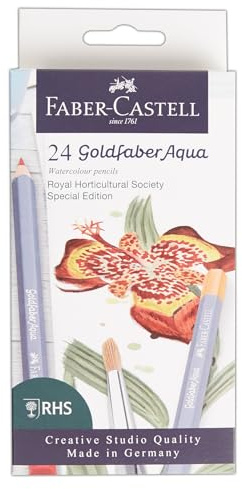 Faber-Castell Creative Studio Goldfaber Aqua Aquarellstifte Set RHS Special Edition 24 Stück Bleistifte für Kunst Handwerk Zeichnen Skizzieren Zuhause Schule Uni Ausmalen