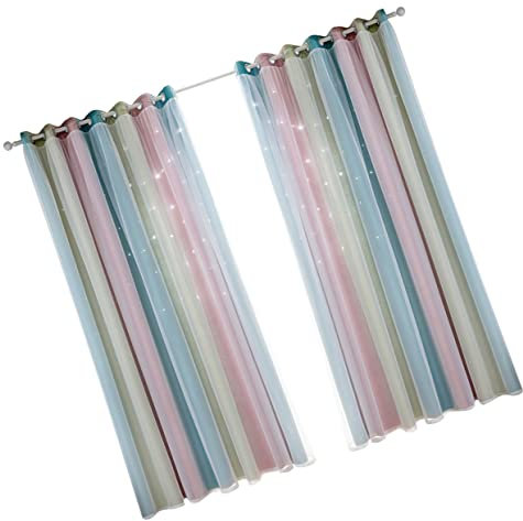 Abaodam 2 Stück Verdunkelungsvorhänge Schicht Fensterrollos Faltenvorhänge Plissee-vorhänge Voile Schlafzimmer Doppelt Vorhänge Fenstervorhänge Polyester Rosa