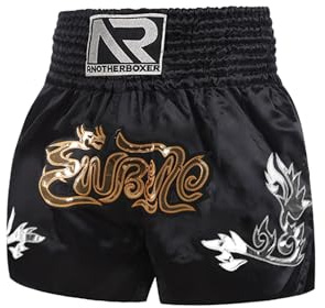 Agoky Kids Boys Girls Muay Thai Shorts Boxing Fighting Kickboxing MMA Training Trunk Punching Training Bottoms A Black 5-7 Years