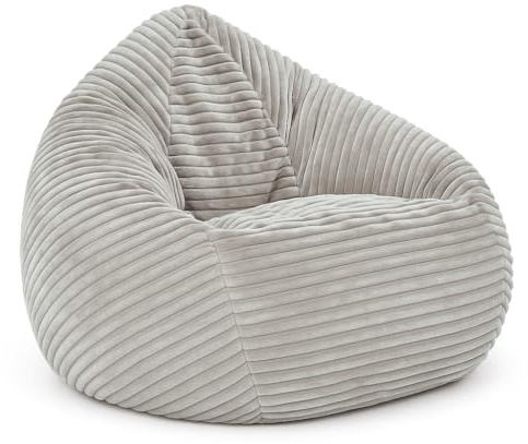 PATCH HOME Cordino Drop Sitzsack aus Breitcord – Bodensitzsack mit EPS-Füllung – Bequemer Lounge-Sessel für Erwachsene & Kinder – 3 Größen – Stylischer Cord Sitzsack mit Reißverschluss (Grau, XXL)