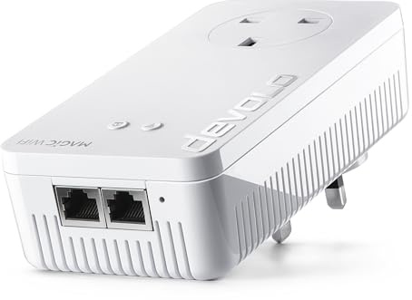 devolo Magic 2 WiFi 6 next Add-on adapter, Wi-Fi Powerline adapter, up to 3,000 Mbps via Wi-Fi 6, Mesh Wi-Fi, 2x Gigabit Ethernet port, white