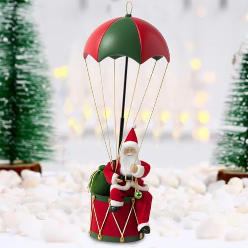 BAKAJI Babbo Natale con Paracadute Figura Decorativa Natalizia, Addobbo Decorazione Natalizio, Statuina Realistica Altezza 60 cm, Ideale per Ingresso, Tavola, Vetrina, Negozi, Casa (Verde e Rosso)