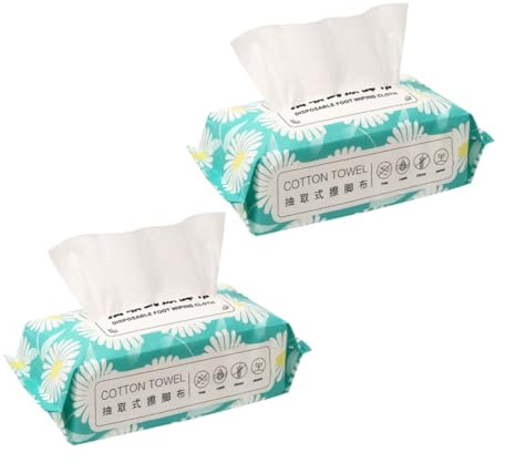 DECOMELODY 2 Beutel Tragbare Einweg Fußreinigungstücher aus Zellstoff 70 Stück pro Packung Wasserabsorbierend Reißfest für Spa und Fußpflege