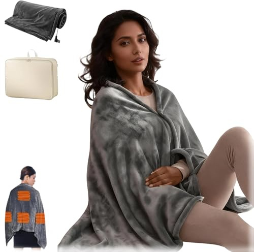Snrtevu Heated Shawl, Wearable Heated Throw Blanket USB Powered, Washable with 3 Heating Settings, Suitable for Camping, Travel, And Home Offices (1PC-A)