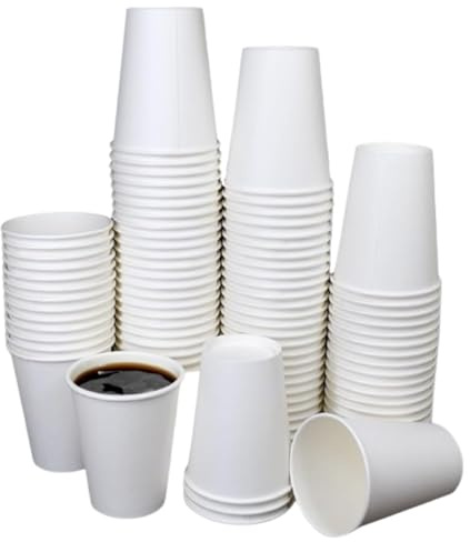 STL Paper Cups 8oz (100 Pack) Coffee Cups Leak-Resistant, Disposable Coffee Cups for Hot & Cold Drinks - 237 ml Paper Cups