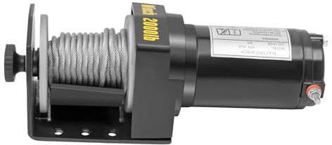 Czyurachel Elektrische Seilwinde, DC12V 400 W Flaschenzug Elektrisch, max. 200 kg Senkrecht, Hubgeschwindigkeit 4 m/min, Inkl. Verkabelte Fernbedienung, Seilhebezug Kettenzug