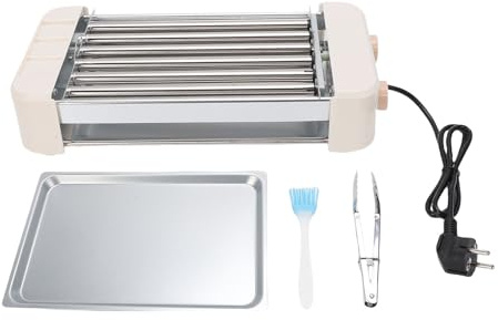 Fockety Rodillo eléctrico para perritos calientes con 6 rodillos, máquina para perritos calientes con parrilla extraíble y placa de acero inoxidable, máquina para cocinar salchichas