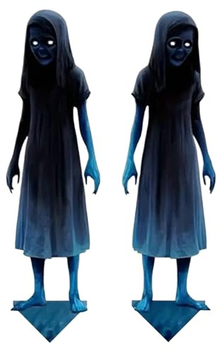 Halloween Phantom Duo Lawn Stakes – Steel Twin Shadow Silhouette Yard Props, Terrifying Garden Sculpture Display | Ground Insert Feature, Chilling Gate Border Festive Scene Highlight,